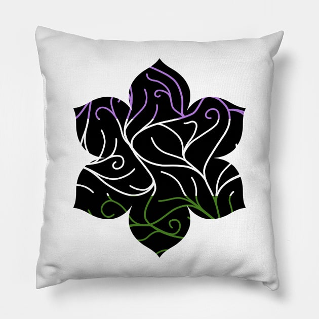 Black Velvet, Genderqueer Flag Vines Pillow by StephOBrien