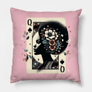 Black Queen Poker Tarot Card Pride History African American Pillow