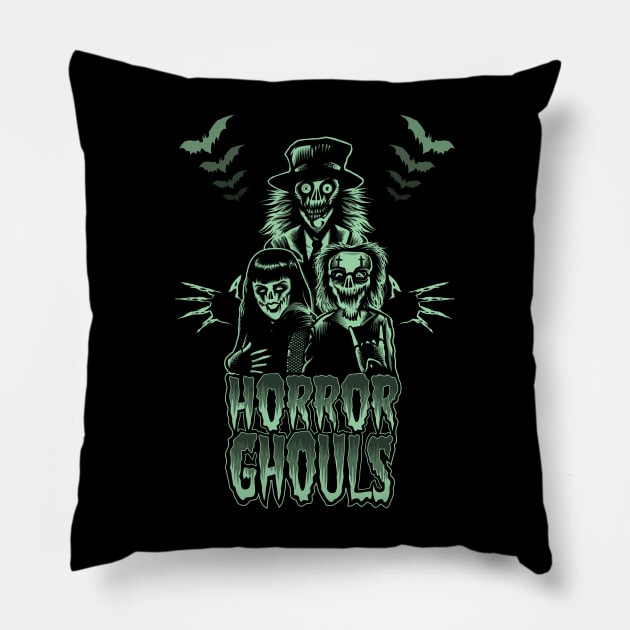 Horror Ghouls Pillow by wildsidecomix
