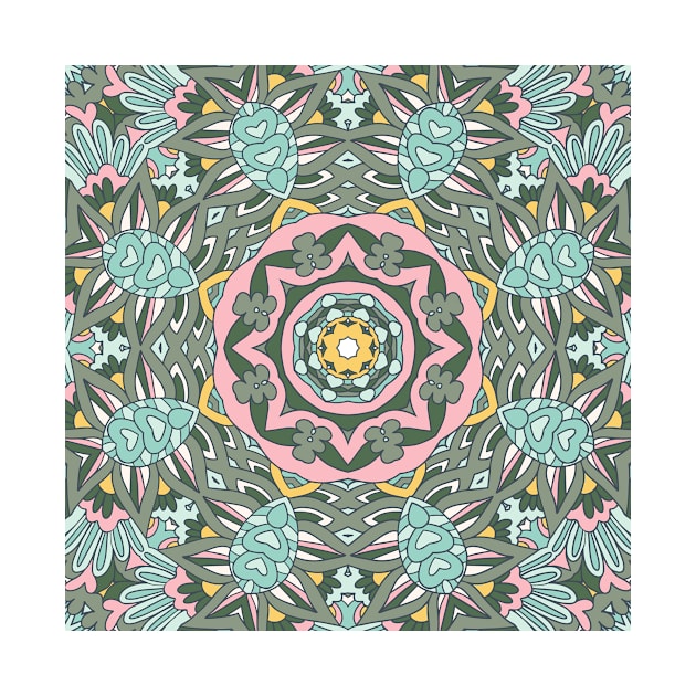 Colorful Indian Mexican Ethnic Oriental Rug Mandala Boho Pattern by jodotodesign