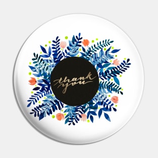 Thank you flowers and branches - blue and orange Pin