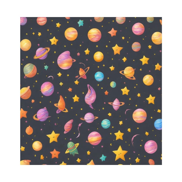 kids planets and starts pattern design by Ramilia