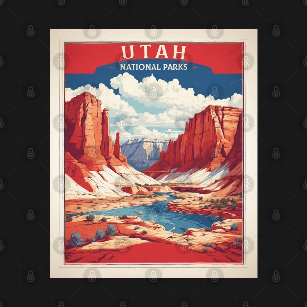 Utah National Parks United States of America Tourism Vintage Poster by TravelersGems