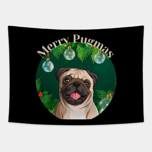 Merry Pugmas Christmas Pug Dog Tapestry