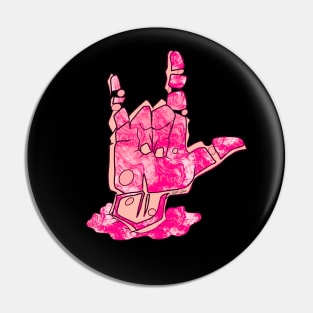 I Love You - asl pink hand Pin