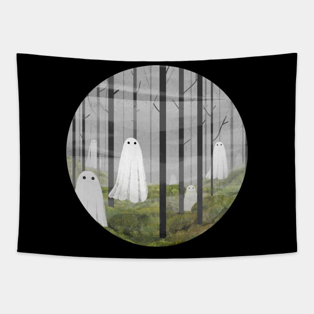 The woods are Full Of Ghosts Tapestry by KatherineBlowerDesigns