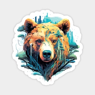 Grizzly Bear Animal Freedom World Wildlife Wonder Abstract Magnet