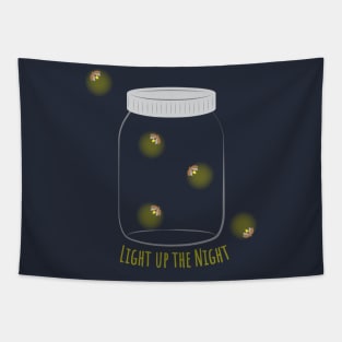 Fireflies - Light Up the Night, Light Text Tapestry