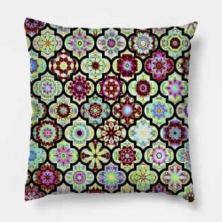 Moroccan pattern, lime tile Pillow