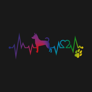 Rat Terrier  Colorful Heartbeat, Heart & Dog Paw T-Shirt