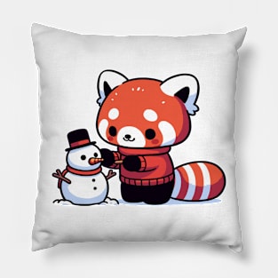 Winter Whimsy: Red Panda's Snowy Companion Pillow