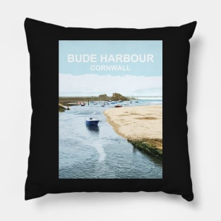 Bude Harbour Cornwall.  Cornish gift Kernow Travel location poster Pillow