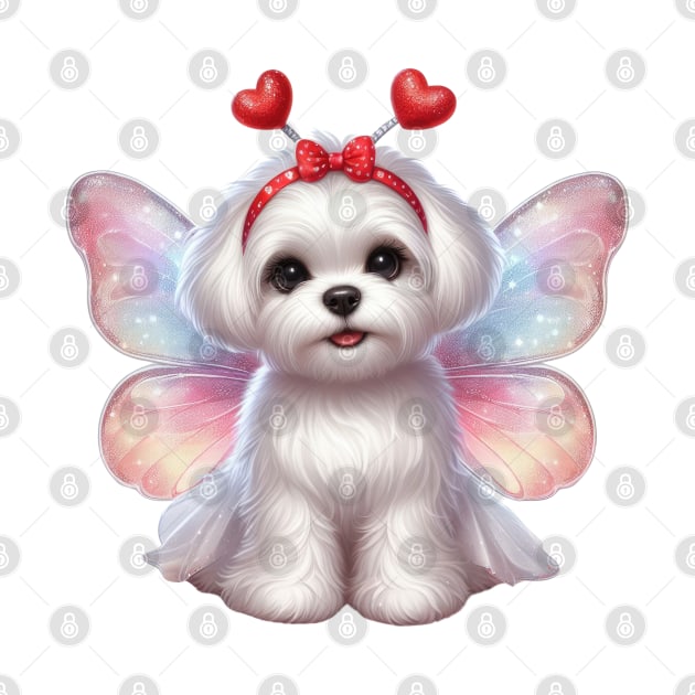 Valentine Fairy Maltese Dog by Chromatic Fusion Studio