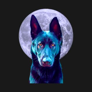 Black German Shepherd Moon for Dog Lovers T-Shirt