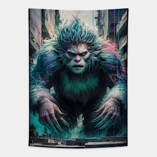 Colorful Yeti graffiti art Tapestry