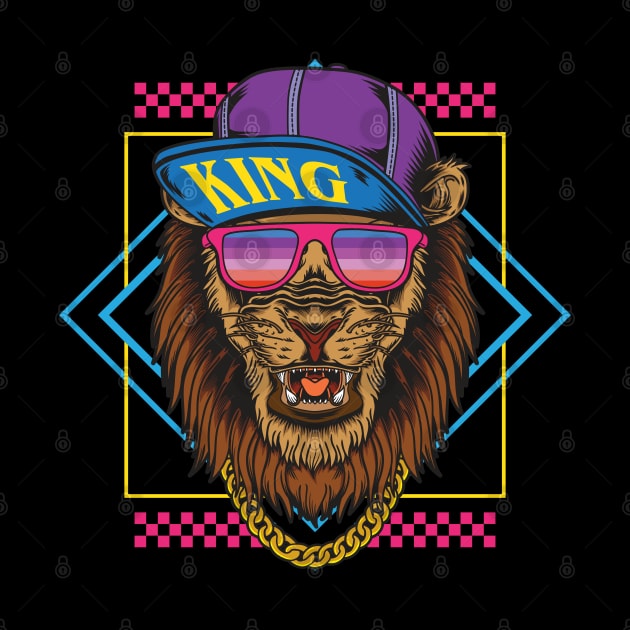 Retro Vintage Hip Hop Lion by Mako Design 