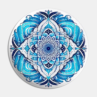 Mandala Blue White 1 Pin