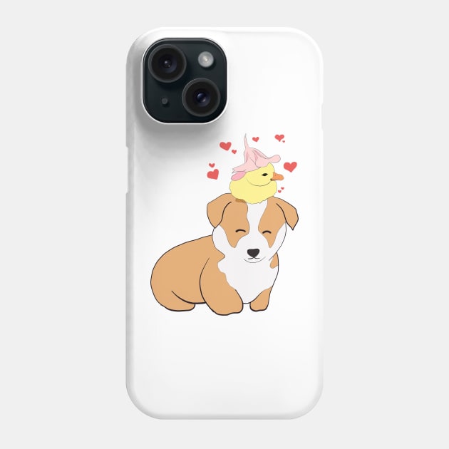 Corgi With Baby Chick Phone Case by jenartfart