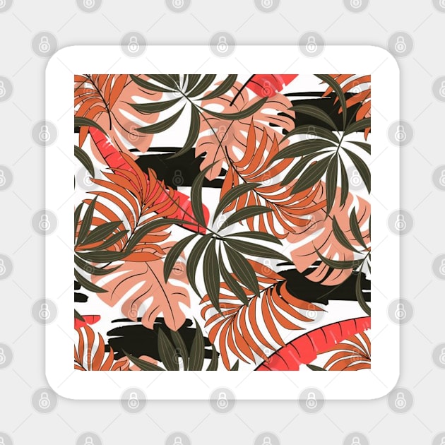 Pink Galentines Tropical Pattern Magnet by Alexander S.