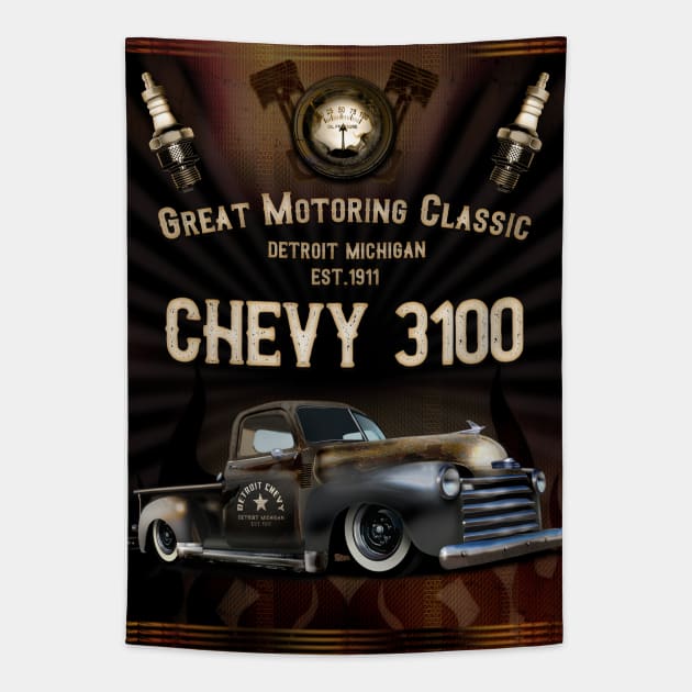 Chevy 3100 Classic Truck Tapestry by hardtbonez