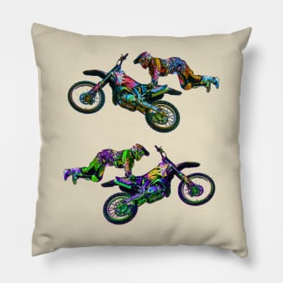 Motocross rider in the jump Pillow