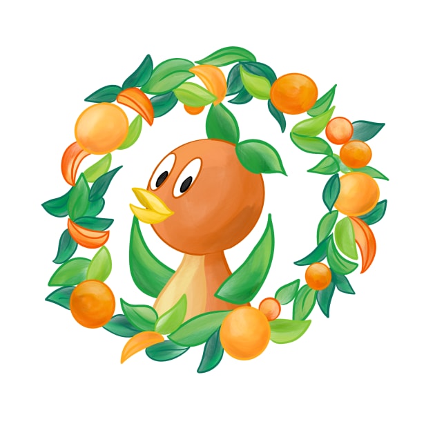 Little Orange Bird Wreath by sketchcot