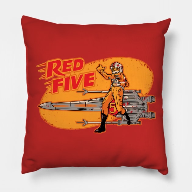 Red Five Pillow by The Jersey Rejects