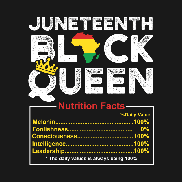 Juneteenth Womens Black Queen Nutritional Facts 4th Of July by mittievance