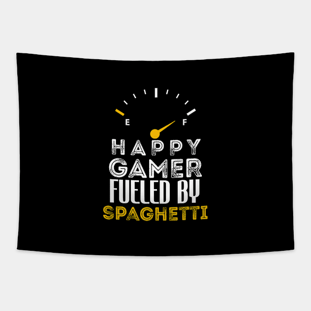 Funny Saying Happy Gamer Fueled by Spaghetti Sarcastic Gaming Tapestry by Arda