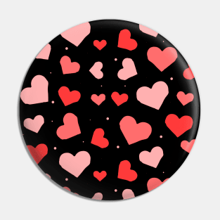 Red Tones Hearts on Black Background Seamless Pattern Pin