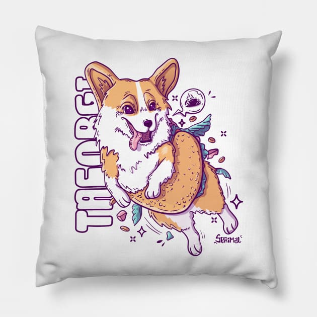 Taco Corgi pun Tacorgi Pillow by SPIRIMAL