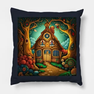 Magical Fairytale Woodland Cottage Pillow