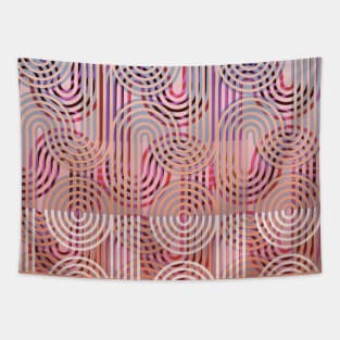 Waves pattern bright colorful interlaced Tapestry