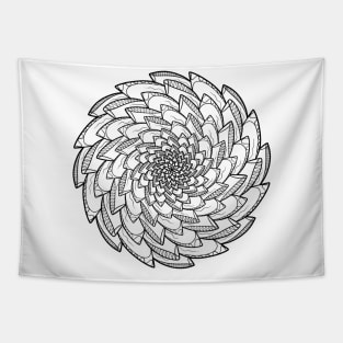 Floral Spiral Mandala Line Art Tapestry