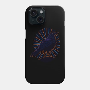 Crow or raven design. A black bird silhouette, with a sunset reflection Phone Case