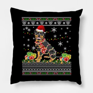 Rottweiler Ugly Christmas Funny Holiday Pillow