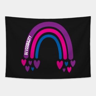 Bi Visibility Awareness Rainbow with hearts Tapestry