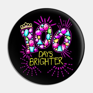 100 Days Brighter Teacher Girls 100 Days Of School Diamond Pin