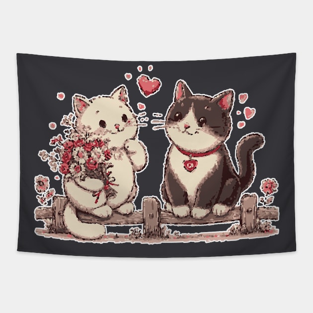 A Pawfect Duet Between Two Hearts Tapestry by Pickyysen