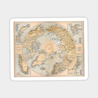 Antique Map of the Northern Regions at the North Pole Magnet