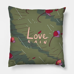 Rainy day in a garden Pillow