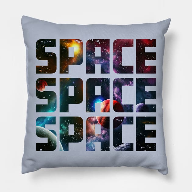 Space Space Space Pillow by Gaiawave