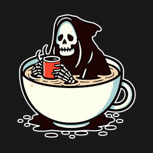 grim reaper soaking in coffee T-Shirt