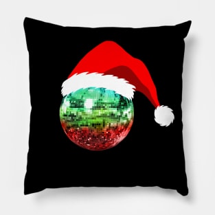 Red and Green Santa Christmas Disco Ball Pillow