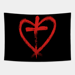 Heart Warrior Christian Cross Design Tapestry