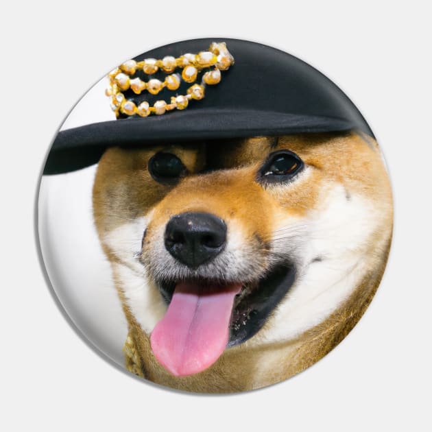 Cool Dog with Cap Pin by maxcode