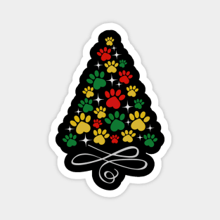 Dog Christmas Paw Print Dogs Cat Christmas Tree Cats Magnet