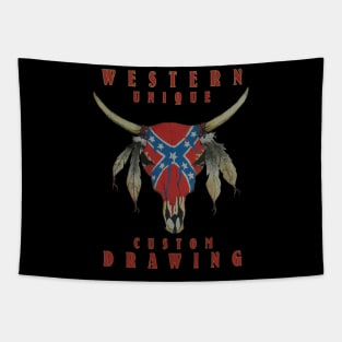 Western skull unique artwork Tapestry