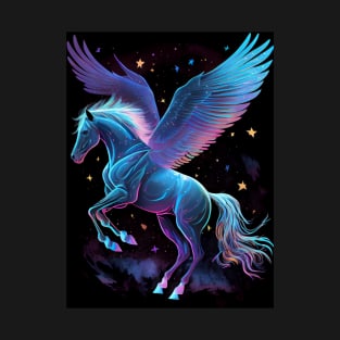 Winged Horse on Starry Night T-Shirt