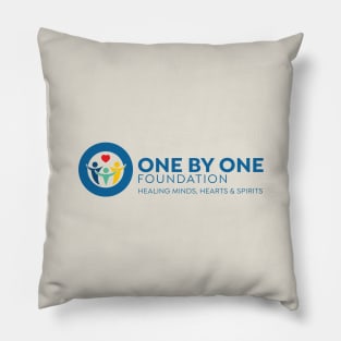 One By One Blue logo in landscape with tagline Pillow